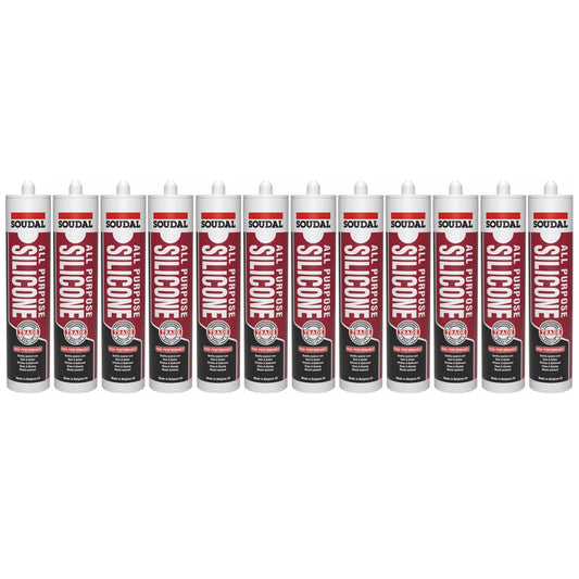 Soudal 121662 All Purpose Trade Silicone Kitchen Roof Glass - Colorbond Brilliant White 300ml (12 Pack)