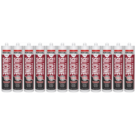 Soudal 121662 All Purpose Trade Silicone Kitchen Roof Glass - Clear 300ml (12 Pack)