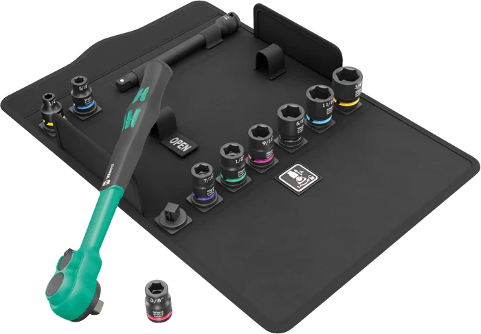 Wera 8100 SB 13 Zyklop Comfort Ratchet Set Reversing Lever 3/8in Imperial 11 Pce - WER005531