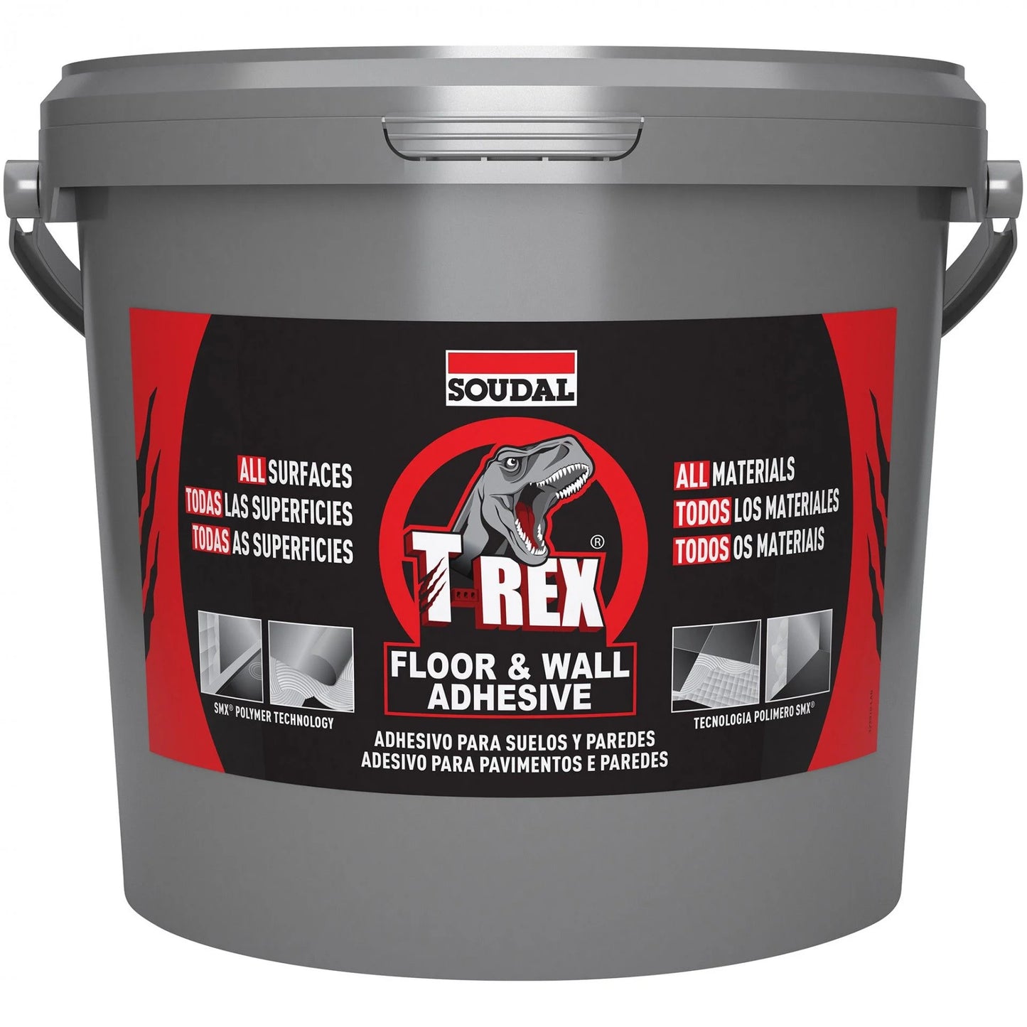 Soudal 134899 T-Rex Power Floor & Wall Adhesive 4kg Bucket SMX Polymer White