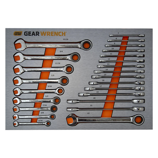 GEARWRENCH 83990 Original 24 Piece Ratcheting Spanner Wrench Set Metric & SAE in EVA Tray
