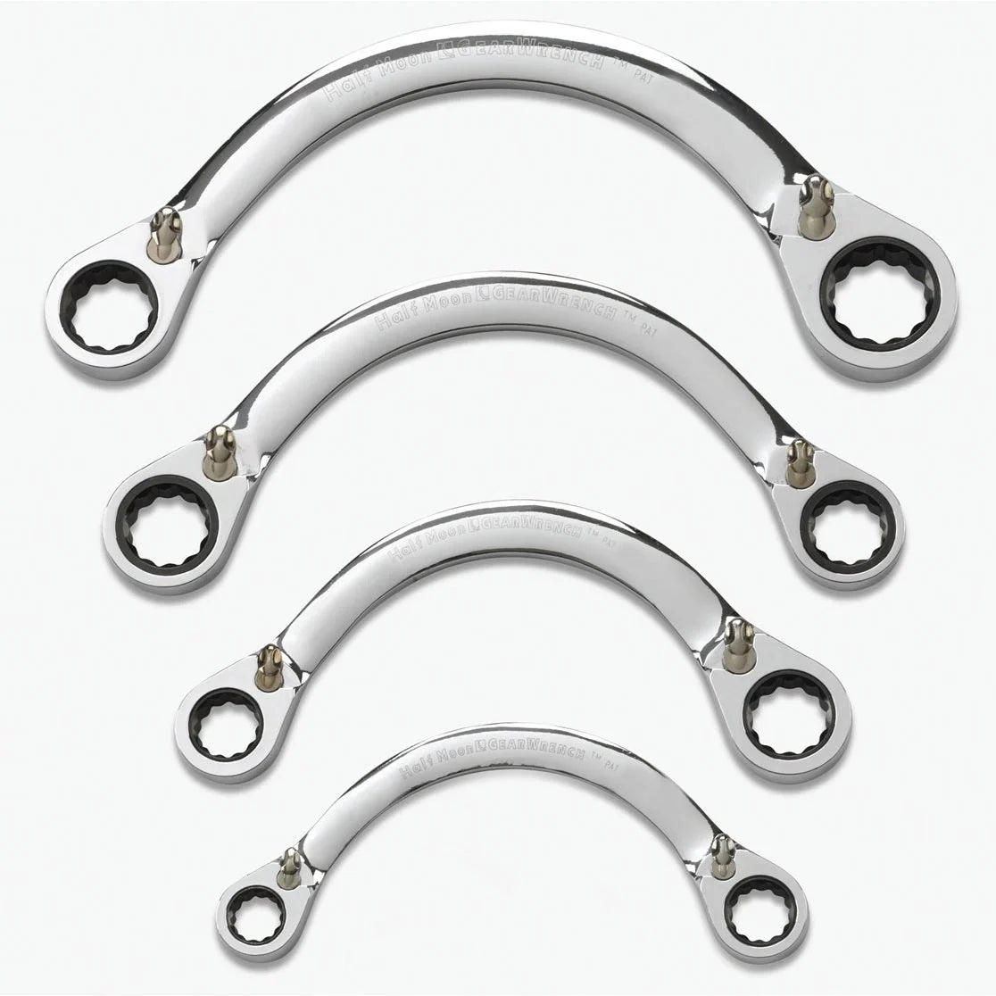 GEARWRENCH 9840D 4 Piece Half Moon Reversible Double Box Ratcheting Spanner Wrench Set SAE