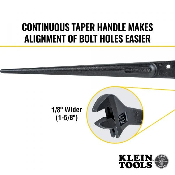 Klein Tools A-3239 Adjustable Spud Wrench Length 40.6cm Jaw Capacity 4.1cm Tether Hole