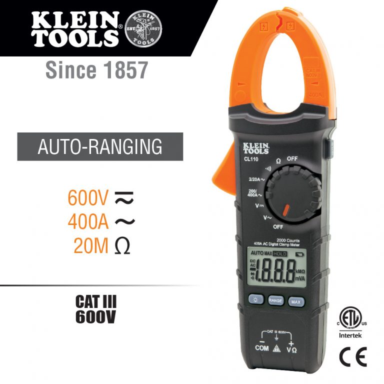 KLEIN Tools A-CL110 Clamp Meter Digital AC Auto-Ranging Tester 400 Amp