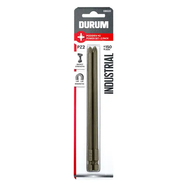 DURUM Pz2x150mm Pozidrive Power Screwdriver Bit - 2 Piece DB520
