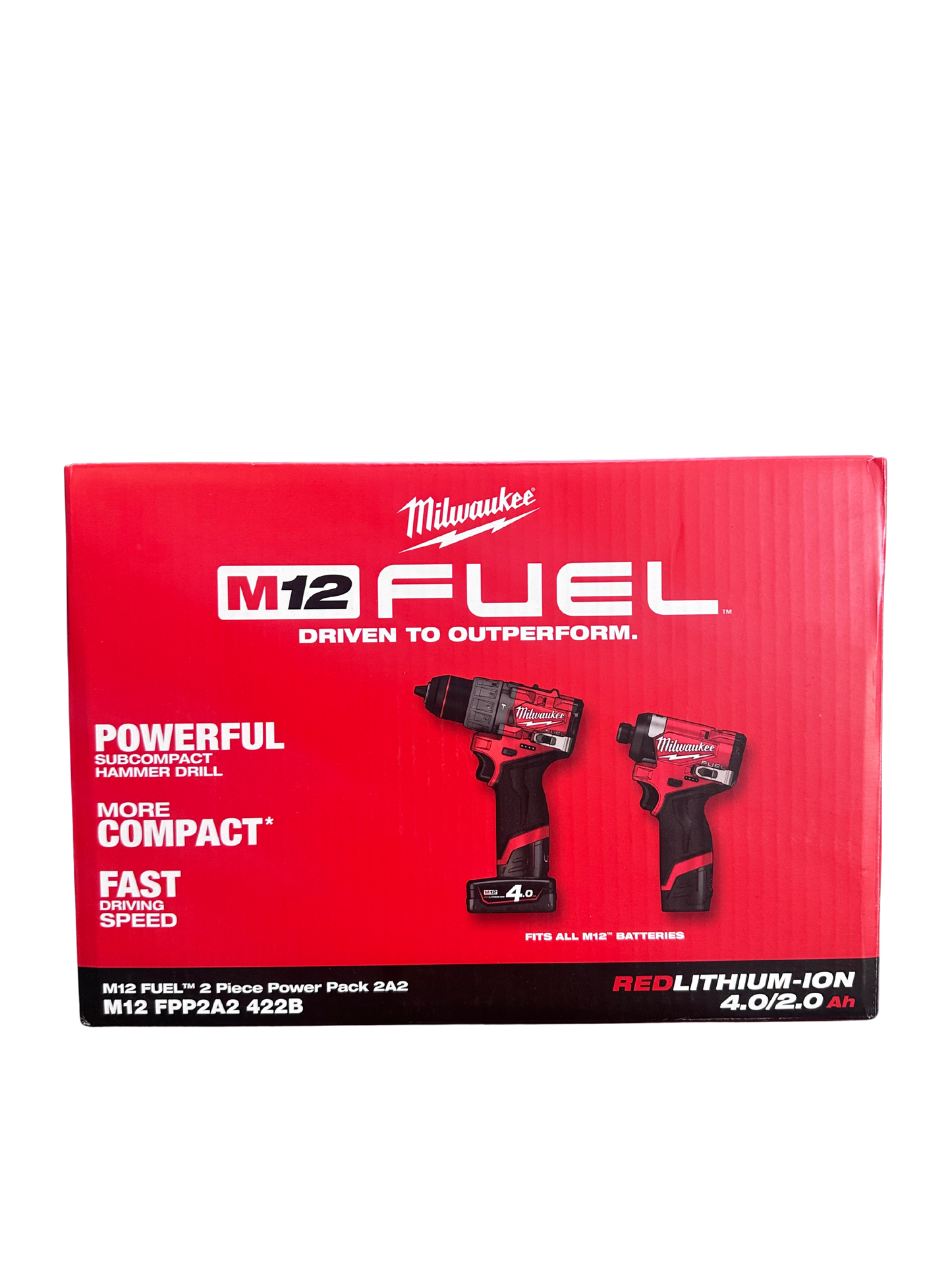 Milwaukee 12V 2.0Ah/4.0Ah Li-Ion Cordless 2pce Combo Kit Power Pack M12FPP2A2422B