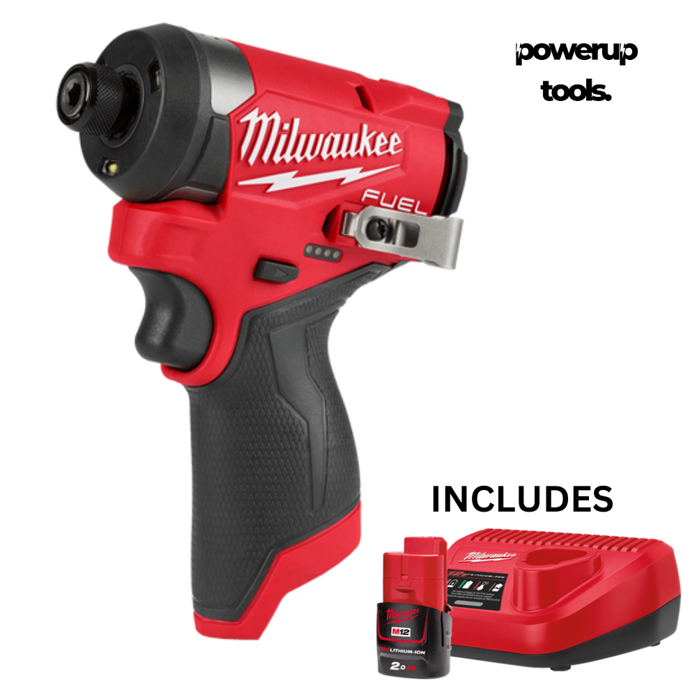 MILWAUKEE 12V FUEL™ 1 x 2.0Ah 1/4inch Hex Impact Driver Kit M12FID2102