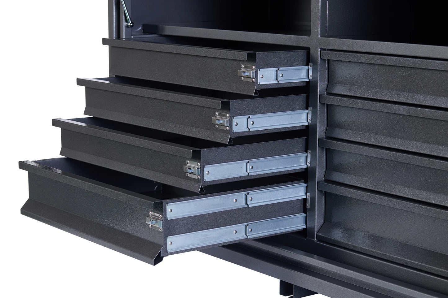 KABoxes 1400 Series – 8 Drawers & 4 Shelf Toolbox – White / Charcoal Grey