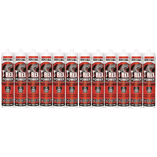 Soudal T-Rex Power Fast Grab 290ml SMX® Polymer Sealant Adhesive Jet Black 124435 - BOX OF 12