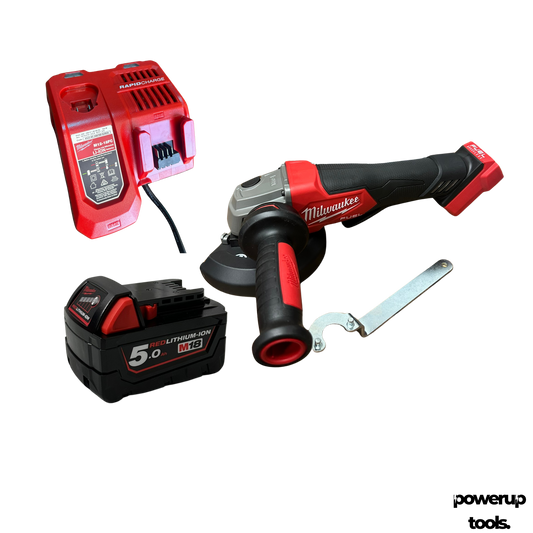 Milwaukee 18V Brushless 125mm Angle Grinder with Deadman Paddle Switch Combo - M18FAG125XPD501