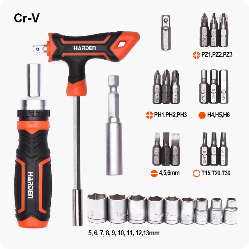 HARDEN PRO RATCHET SCREWDRIVER & BITS SET (28 PCS)