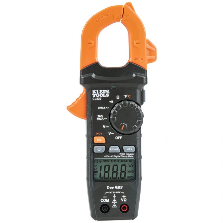 KLEIN Tools A-CL220 Digital Clamp Meter, AC Auto-Ranging 400 Amp with Temp