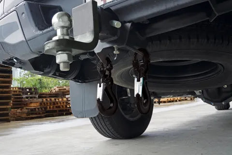 SAFETY CHAIN HOOK SET 6MM COMPONENTS, 8MM CHAIN, 2000KG MAX TOWING CAPACITY - BLACK