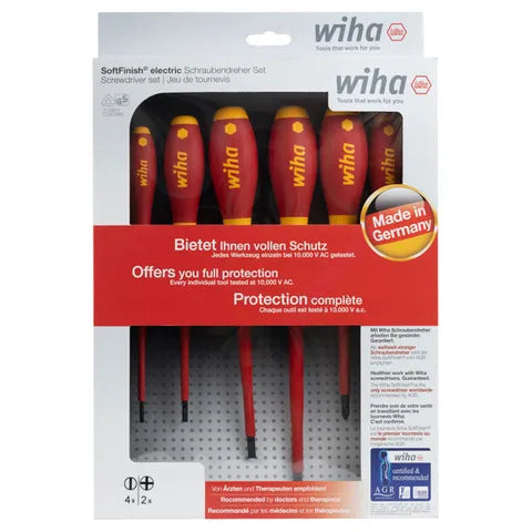 WHIA 6 PIECE SCREWDRIVER SET, SLOTTED & PHILLIPS, SOFTFINISH, VDE 1000V INSULATED