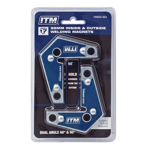 INSIDE & OUTSIDE WELDING MAGNET, 17KGS FORCE, 95MM, 60° & 90°, POWERFUL NdFeB MAGNET