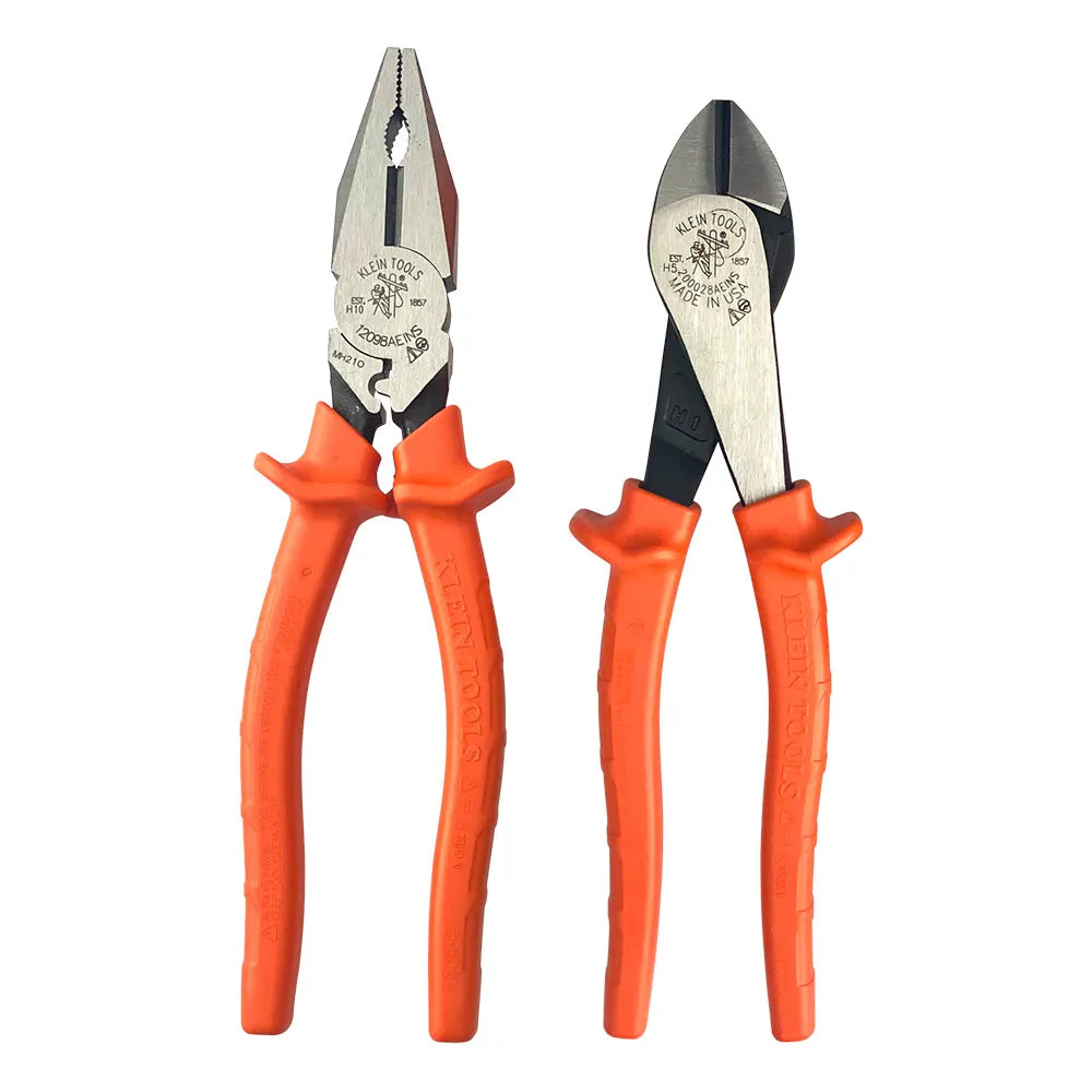 KLEIN 2 Piece Insulated Linesman Plier Set A-12098AEINSBP