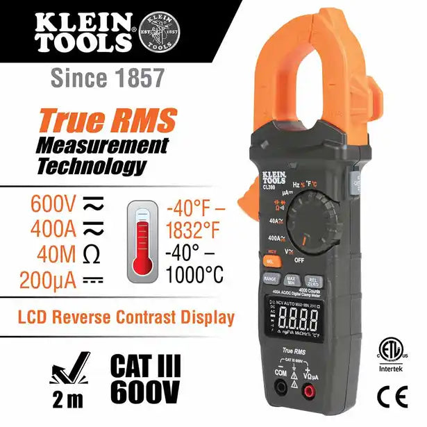 KLEIN AC/DC TRMS CLAMP METER A-CL390