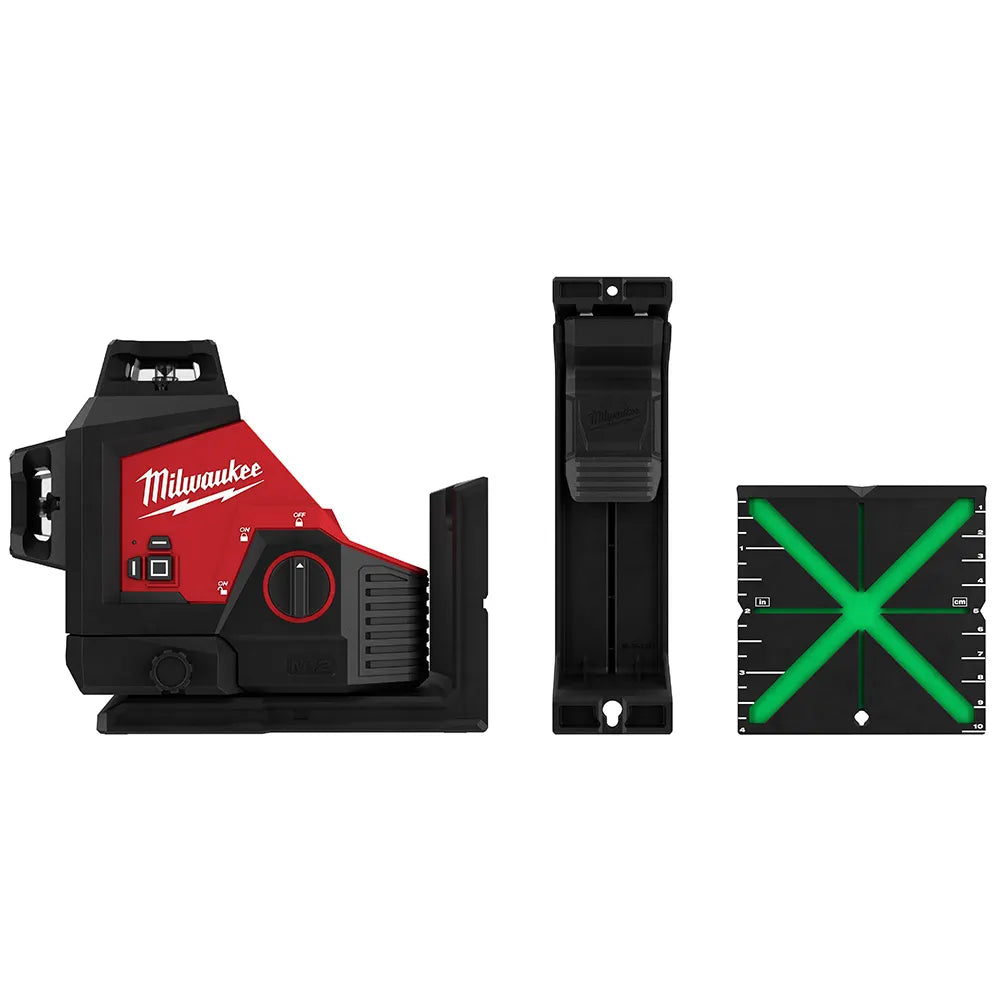 MILWAUKEE 12V 3 Plane Multiline Laser Level - Green Beam M123PLA-0C