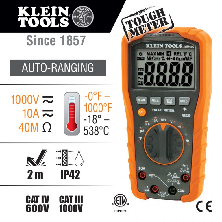 KLEIN Tools A-MM600 Digital Multimeter, Auto-Ranging, 1000V
