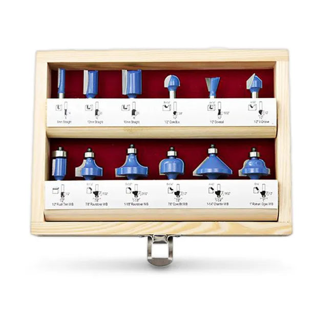 T CUT TCT ROUTER BIT SET - 1/4INCH SHANK - 12 PIECE TBUD-12