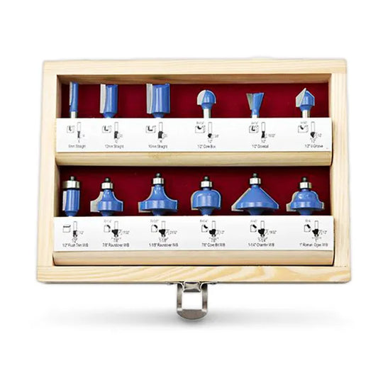 T CUT TCT ROUTER BIT SET - 1/4INCH SHANK - 12 PIECE TBUD-12