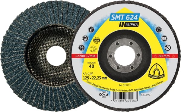 100mm Ultra Coarse Klingspor Flap Disc Supra for Metal & Stainless SMT624