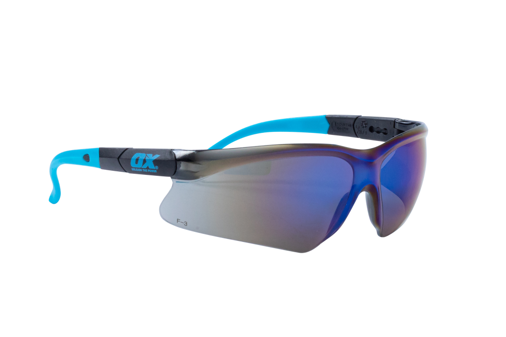 OX Safety Blue Mirrored Safety Specs OX-S240230