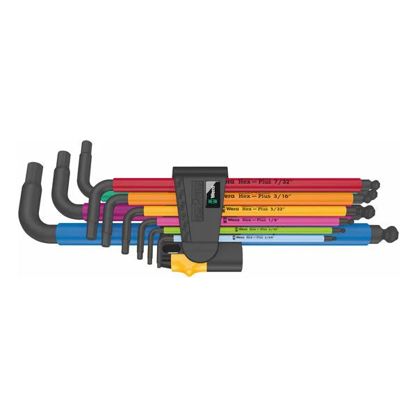 Wera 950/9 Hex-Plus Multicolour Imperial 2 L-Key Set Blacklaser, 9 Pce WER022640