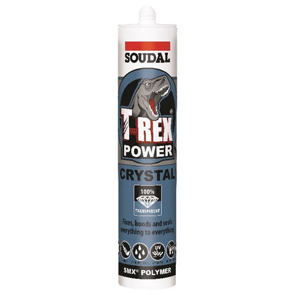 Soudal T-Rex Grab 290ml SMX® Polymer Sealant Adhesive Clear Crystal 121969 - 12 Pack