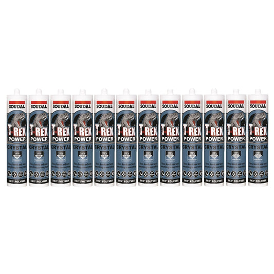 Soudal T-Rex Grab 290ml SMX® Polymer Sealant Adhesive Clear Crystal 121969 - 12 Pack