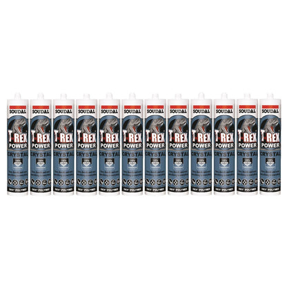 Soudal T-Rex Grab 290ml SMX® Polymer Sealant Adhesive Clear Crystal 121969 - 12 Pack