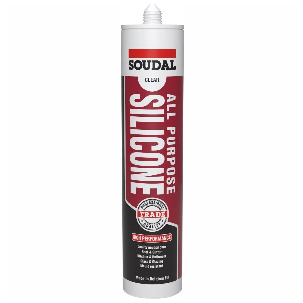 Soudal 121662 All Purpose Trade Silicone Kitchen Roof Glass - Clear 300ml (12 Pack)