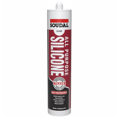 Soudal 121662 All Purpose Trade Silicone Kitchen Roof Glass - Clear 300ml (12 Pack)