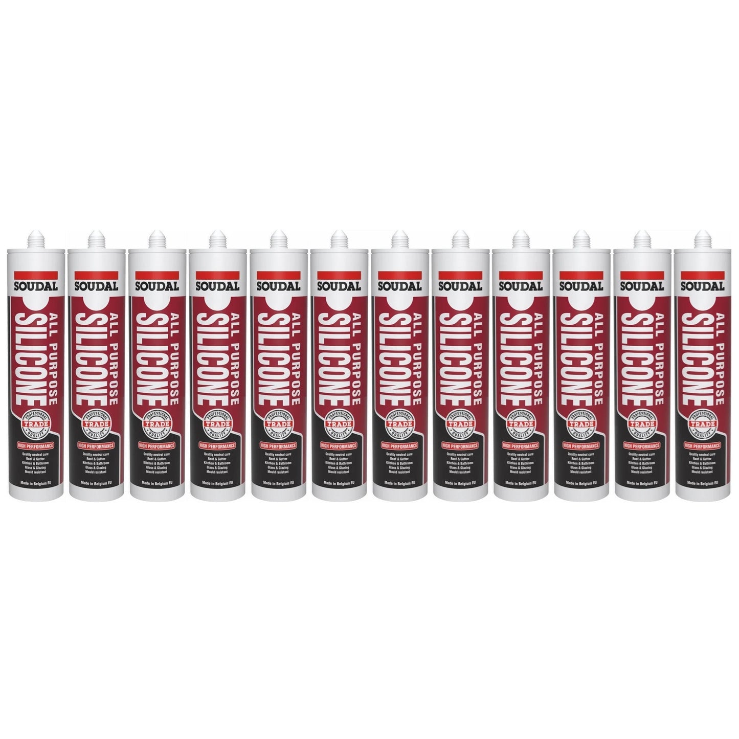 Soudal 121662 All Purpose Trade Silicone Kitchen Roof Glass - Colorbond Brilliant White 300ml (12 Pack)