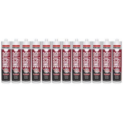 Soudal 121662 All Purpose Trade Silicone Kitchen Roof Glass - Colorbond Brilliant White 300ml (12 Pack)