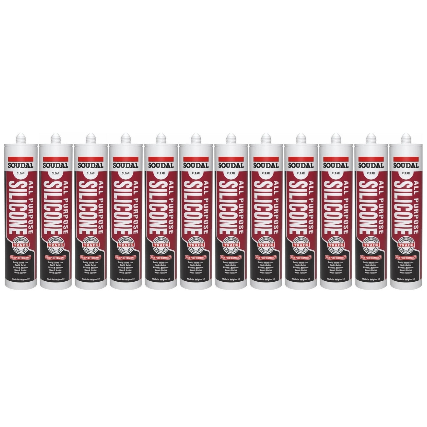 Soudal 121662 All Purpose Trade Silicone Kitchen Roof Glass - Clear 300ml (12 Pack)