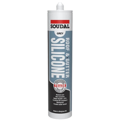 Soudal 127778 Trade Professional Roof & Gutter Silicone Grey 300ml Box of 12