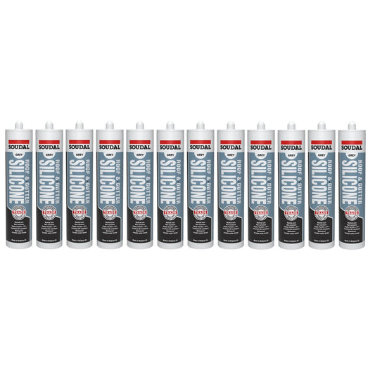 Soudal 127778 Trade Professional Roof & Gutter Silicone Grey 300ml Box of 12