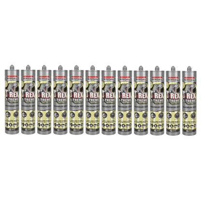 Soudal 134842 T-Rex Power X-Treme Tack, Power Grab 290ml SMX® Polymer Sealant Adhesive Black One Box (12 Pack)