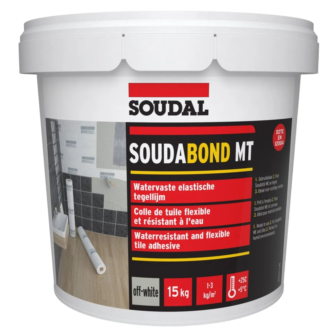 Soudal 131338 SOUDABOND MT Premixed Waterproof & Flexible Tile Adhesive Paste 15kg