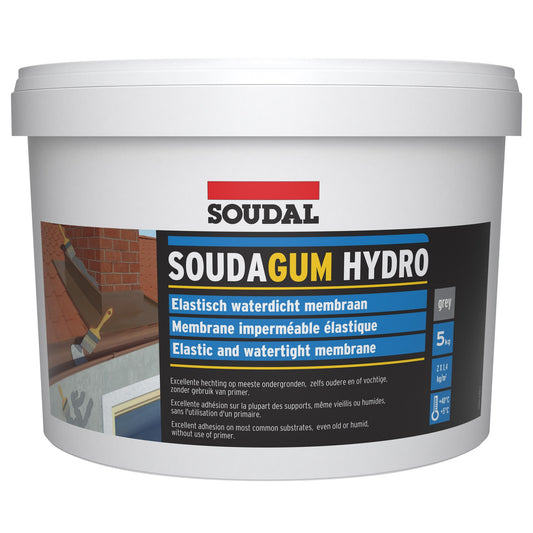Soudal 131634 SOUDAGUM HYDRO Waterproofing Membrane Coating Solvent-Free Grey 5kg