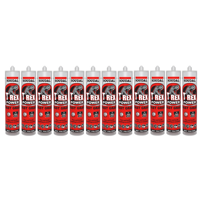 Soudal 134912 T-Rex Power Fast Grab 290ml SMX® Polymer Sealant Adhesive Clear - BOX OF 12