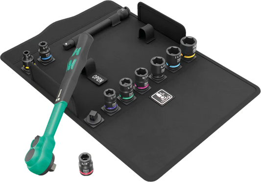 Wera 8100 SB 13 Zyklop Comfort Ratchet Set Reversing Lever 3/8in Imperial 11 Pce - WER005531