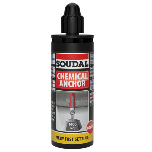 Soudal 125538 Soudafix CA 1400 Very Fast Setting Chemical Anchor 165ml Grey