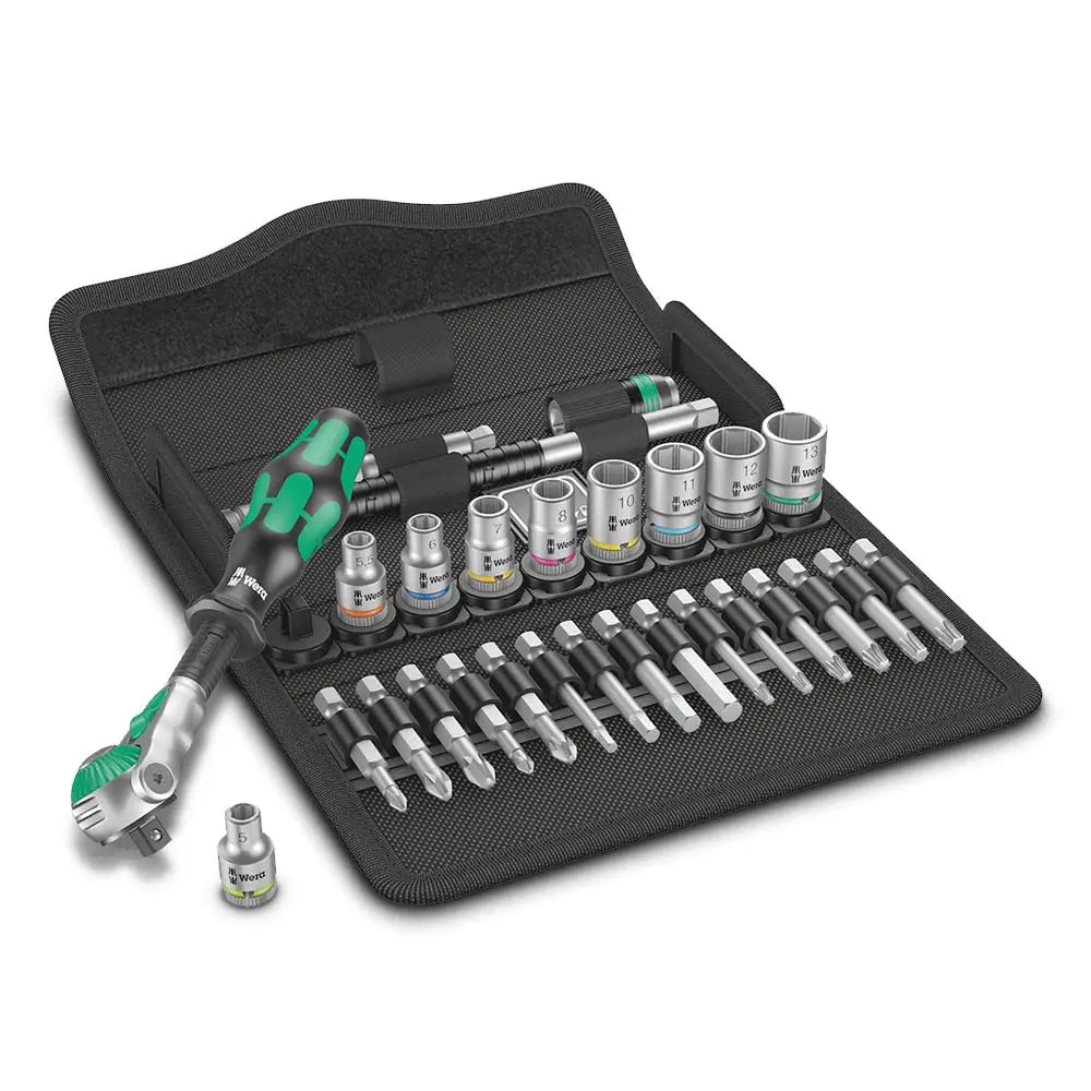 WERA 8100 SA 6 Zyklop Speed Ratchet Set 5-13mm 1/4" Drive Metric - 28 Piece WER004016