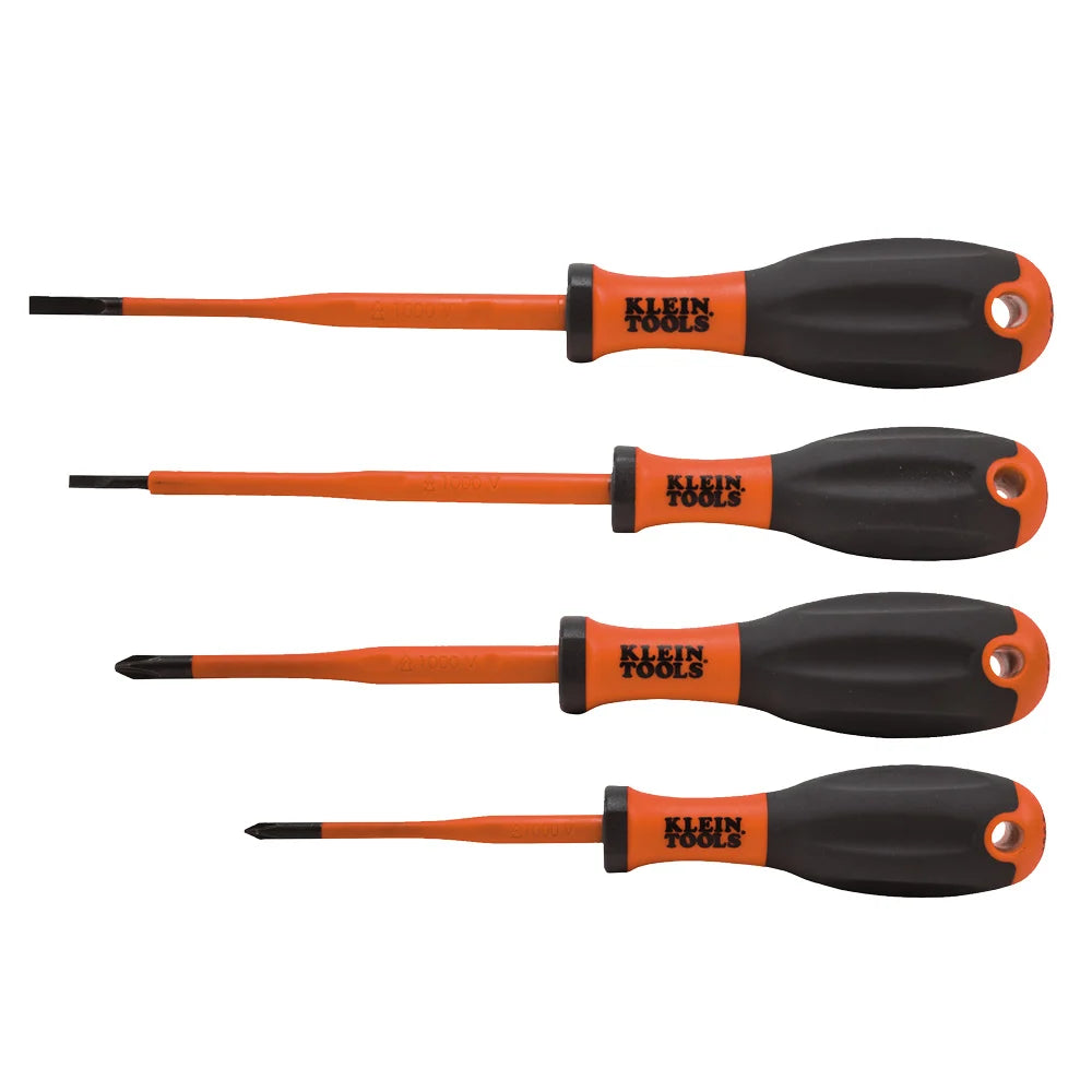 KLEIN 4 Piece VDE 1000V Insulated Electrician’s Ergonomic-Grip Insulated Screwdriver Set A-32690INS