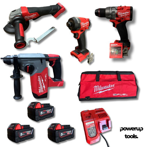 MILWAUKEE 18V 4 Piece 3 x 5.0Ah Combo Kit Power Pack M18FPP4A3503B ...
