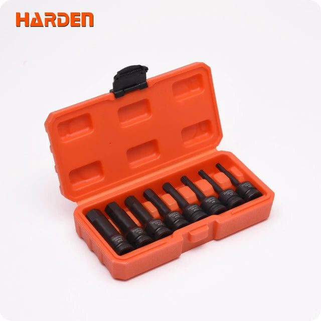 HARDEN SOCKET IMPACT HEX BIT SET 1/2" (8 PCS)