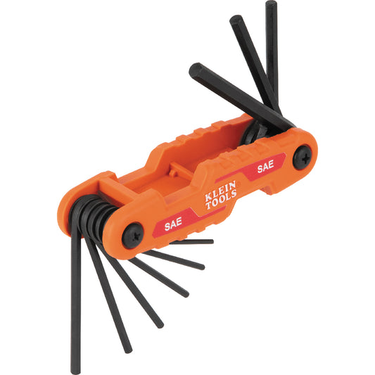KLEIN 9 KEY COMPACT FOLDING HEX KEY SET - SAE A-70540