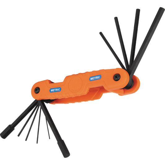 KLEIN 10 KEY PRO FOLDING HEX KEY SET - METRIC A-70550M
